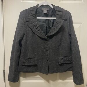 Career George Marc Eisen Gray Blazer Jacket Sz 14 Long Sleeve Draped Collar